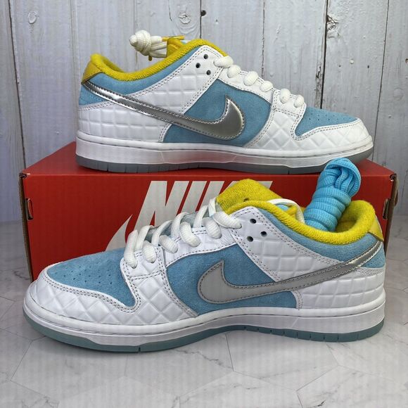 Mens Size 8 Nike Dunk Low SB Lagoon Pulse FTC DH7687-400 Blue White Yellow New - Picture 2 of 9